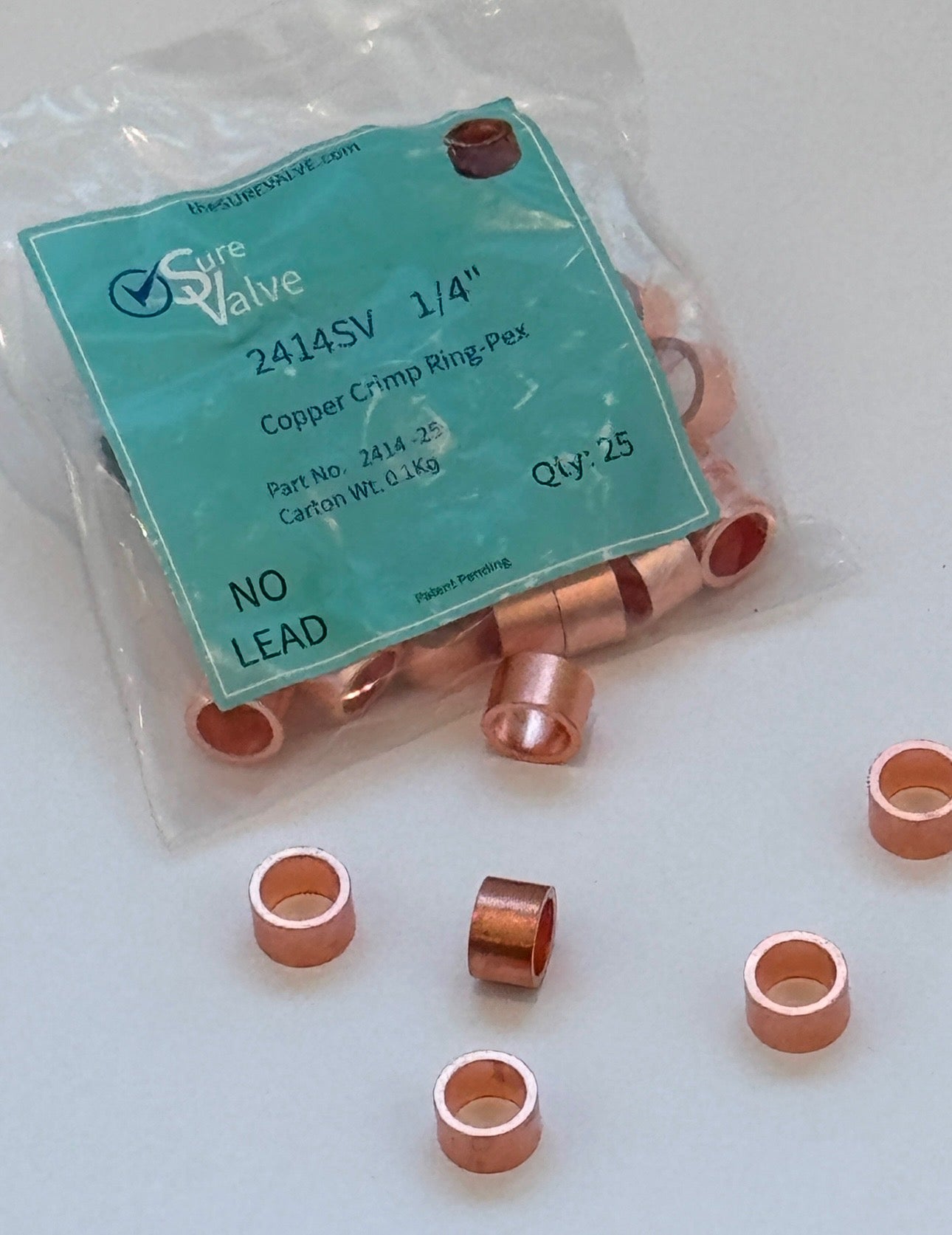 theSureValve - Copper Crimp Ring – PEX Qty: 25